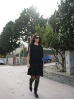 Katlı Saçaklı Süet Elbise