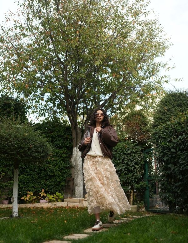 Payetli Çiçek Etek