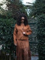 Uzun Saçaklı Süet Etek