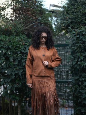 Uzun Saçaklı Süet Etek (2)