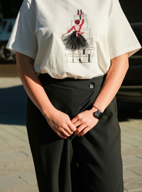 Eteği Tüllü Baskılı T-Shirt