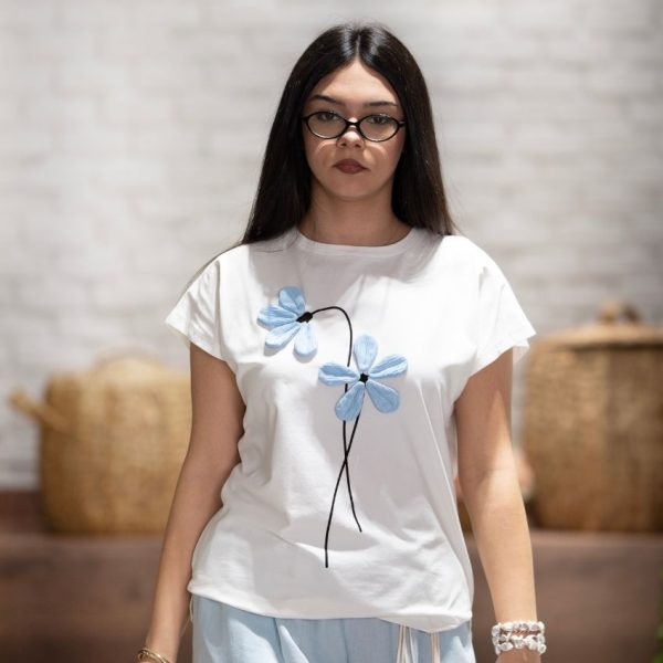 Çiçek Baskılı T-Shirt