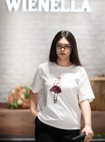 Eteği Taşlı Baskılı T-Shirt