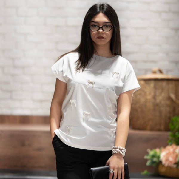 İnci Fiyonklu T-Shirt