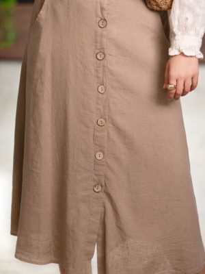 Önü Düğme Detaylı Etek