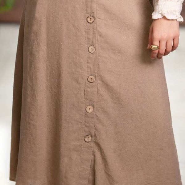 Önü Düğme Detaylı Etek