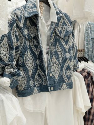 Süzene Nakışlı Kot Ceket